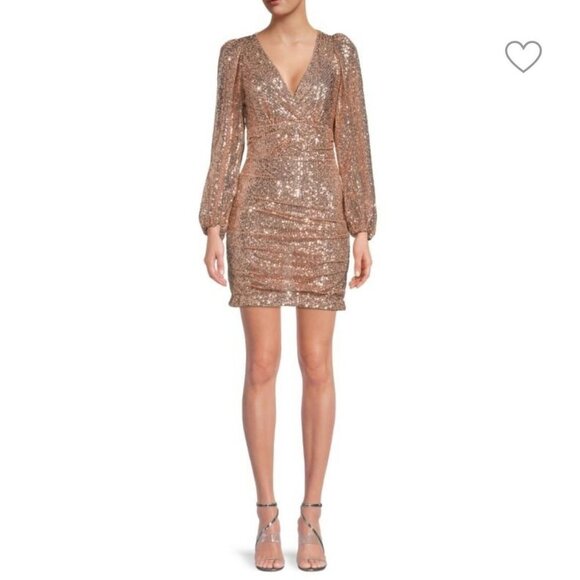 Maje Ripaillette Ruched Sequin Mesh Mini Dress - Picture 7 of 8